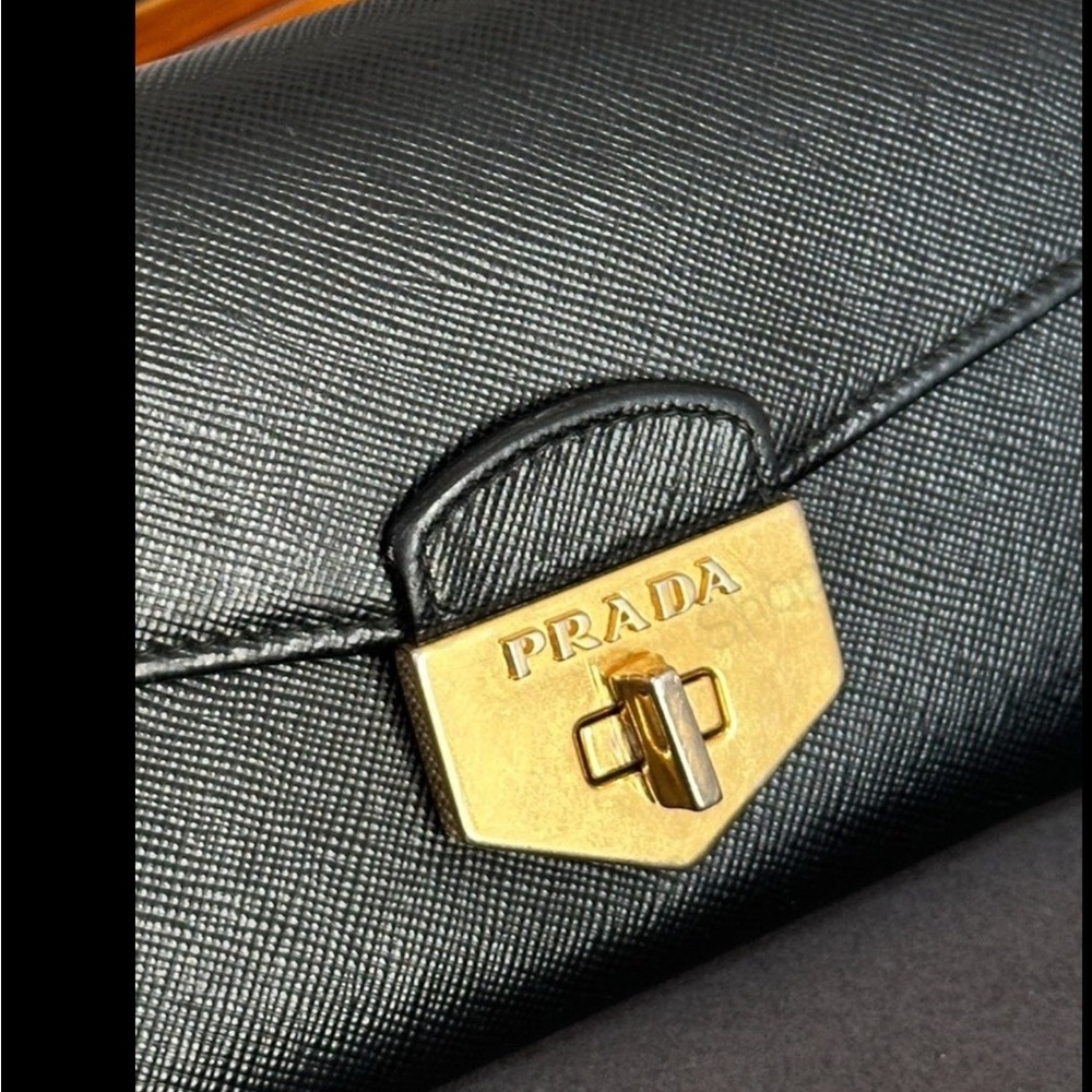 Prada Black Clutch with Gold Accent - Picture 3 of 5